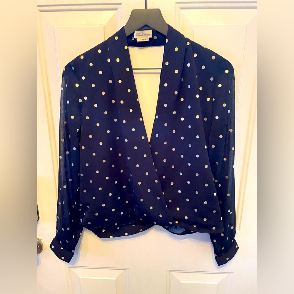 Lovers+friends long sleeve plunge neck blouse